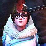 Mei from Overwatch has to blow some hung dude in the snow