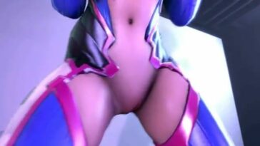 D.Va from Overwatch dancing and showing off her juicy pussy