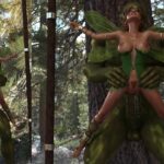 Gorgeous fairy and an orc have sex in the woods