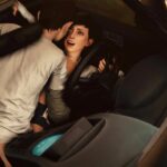 Seduced girlfriend is sucking a hard dick in the car