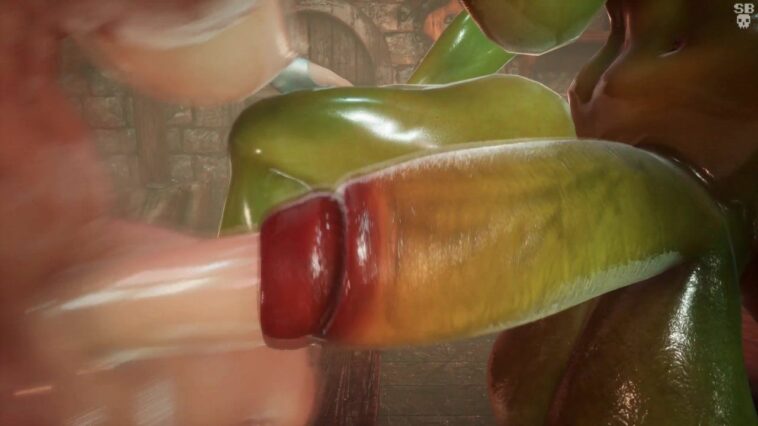 Alien dick connection in 3D with two hot coeds
