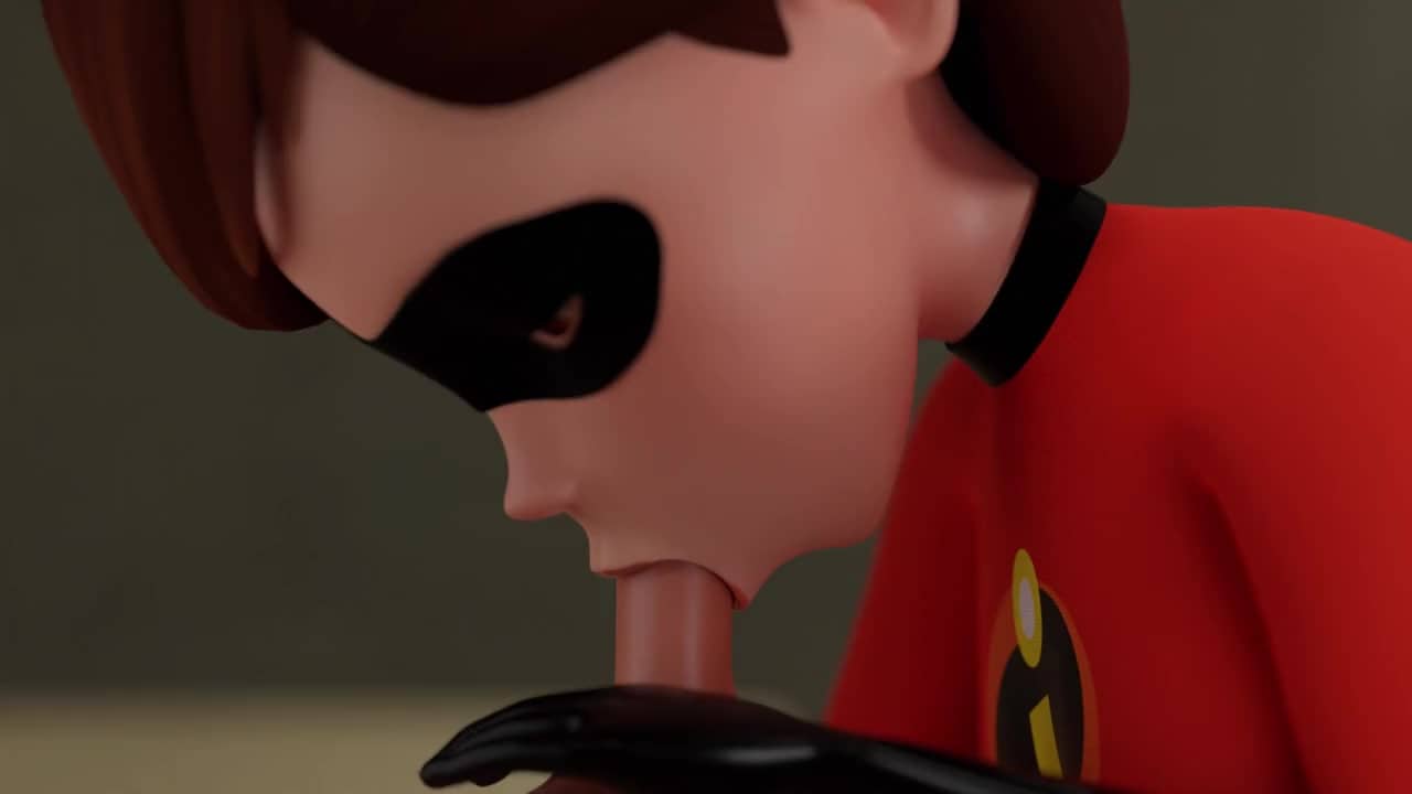 4K Helen Parr Gives a Sloppy Blowjob with Her Stretching Tongue Until He Cums (3D, 60FPS)