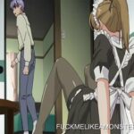 Masturbating anime maid in fantasy