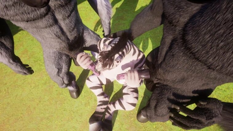 FMM Threesome Furry Zebra Double Penetrated by Huge Cock Horses Yiff 3D Hentai