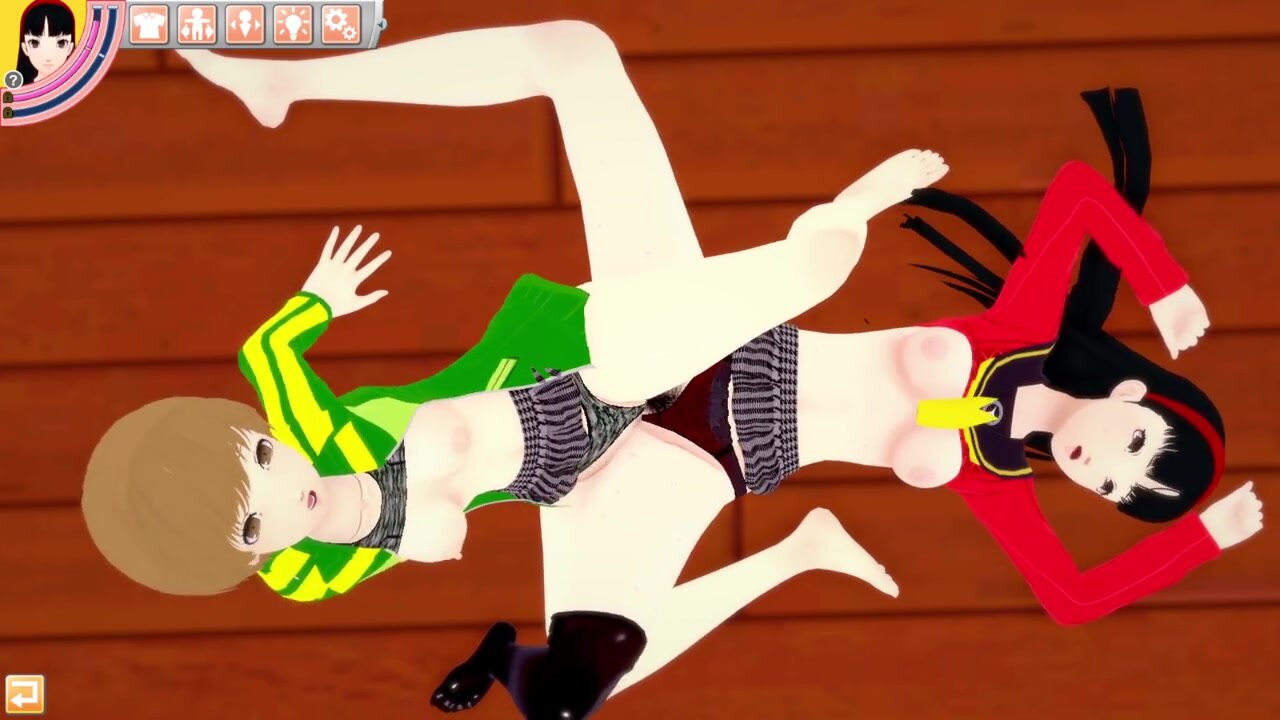 Yukiko Amagi and Chie Satonaka have hot lesbian sex