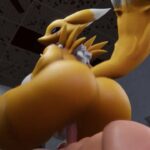 Sexy Digimon MILF Renamon caught on cam in laundry